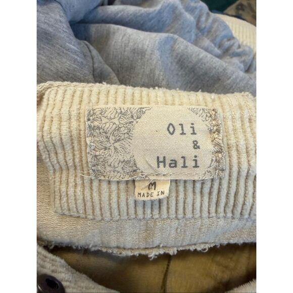 Oli & Hali Women's Size Medium Gray Cream Cotton Corduroy Shacket Jacket - Picture 8 of 11